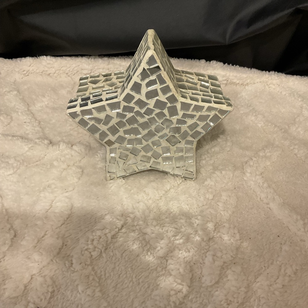 Mosaic Star Decor Trinket Box in Silver mirror 6 X 6 X 4